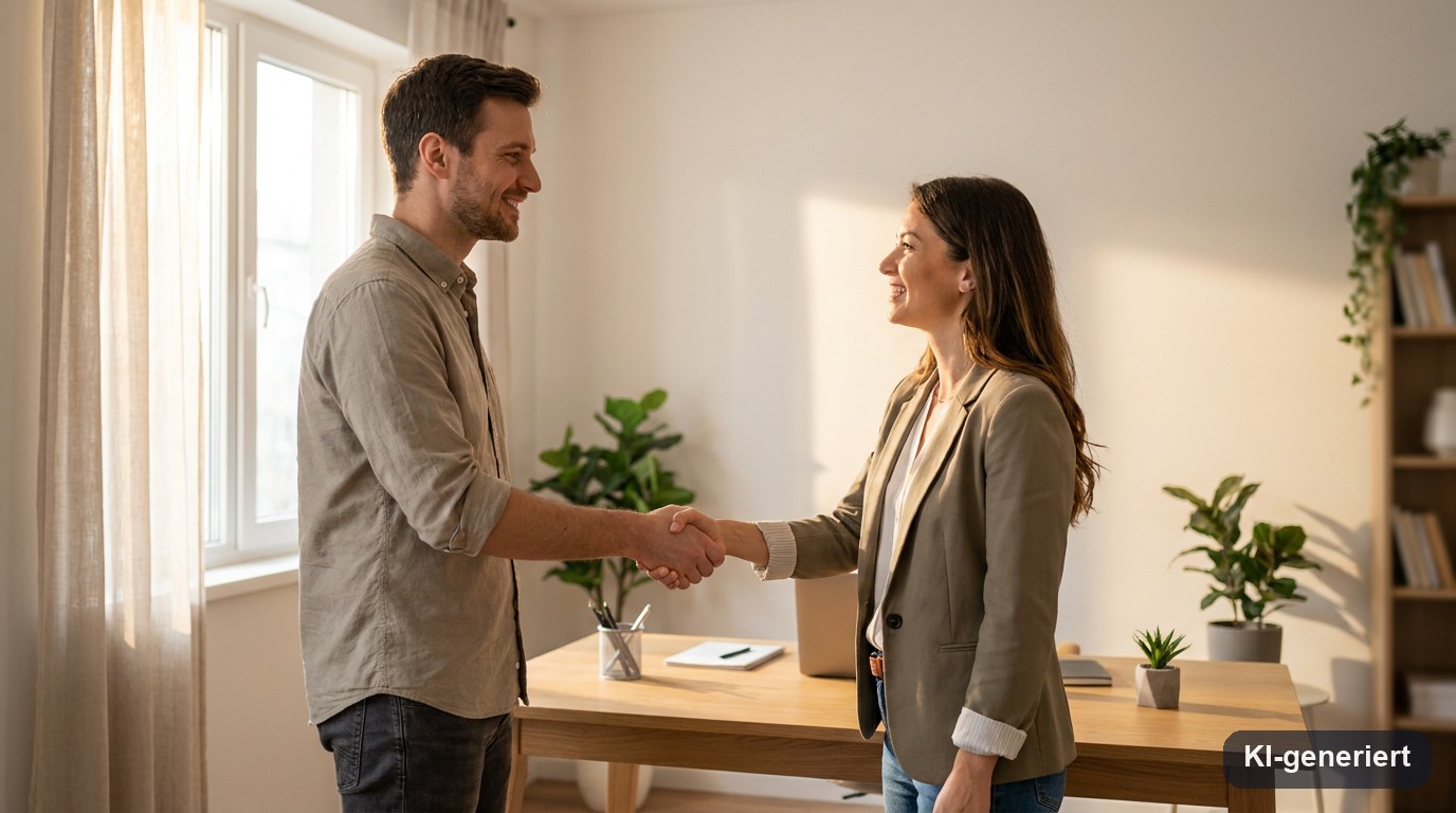 IT-Dienstleister und Unternehmer besiegeln die Zusammenarbeit per Handschlag